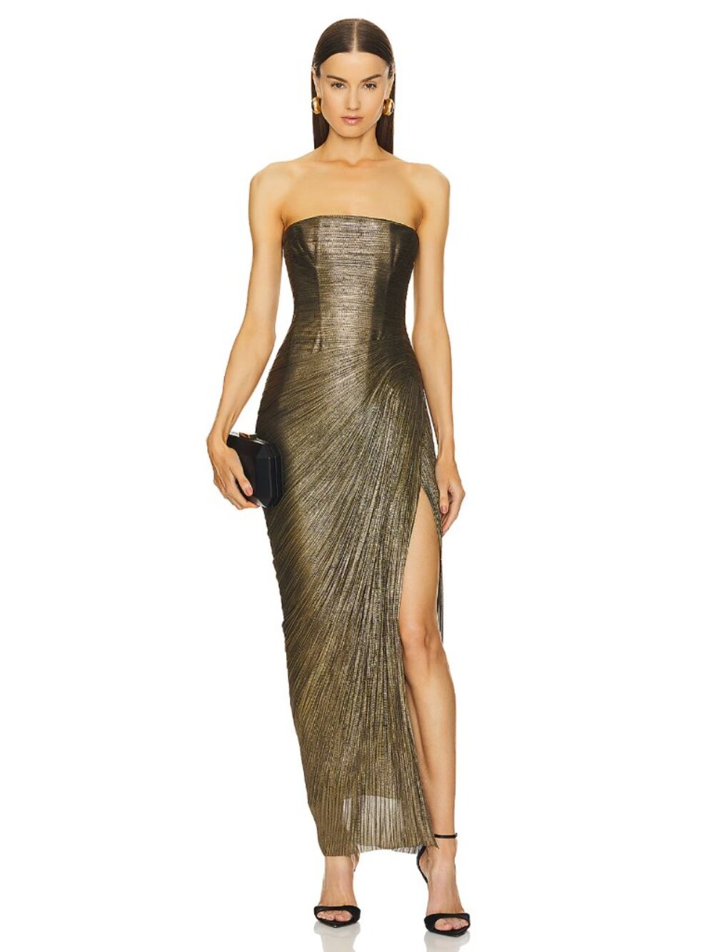 Maria Lucia Hohan Ruby Gown Obsidian Bronze Metallic Brown Strapless Bustier XS